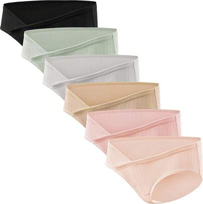 HBselect - Ropa interior de maternidad de algodón, paquete de 6 unidades de ropa interior para embarazo, posparto, ropa interior de maternidad bajo los golpes