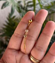 Piercing de umbigo c/ em aço cirúrgico - Prata 925 banhado a Ouro