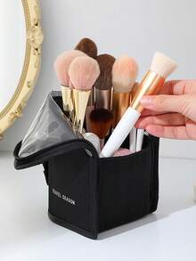 旅行化妆刷包铅笔盒，1个轻便多功能防水化妆品收纳包，可作浴室/淋浴钱包使用，便携式化妆刷收纳包，带拉链，可收纳口红、化妆刷、护肤品、手机等物品。小型化妆包，圣诞礼物，礼品袋/小手提包，化妆品收纳包，迷你收纳包，大容量收纳包，女士圣诞礼物创意。