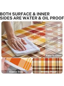 3 Piecesset Picnic Table Cover & Bench Covers - Pumpkin Sunflower Leaves Fall Maple Leaves Fitted Camping Tablecloth With Elastic Edges, Outdoor Waterproof Rectangle Table Cloth, 72x30Inch