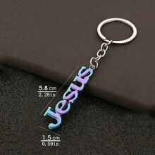 1 móc khóa kim loại hình Chúa Jesus phong cách đường phố giản dị mặt dây chuyền túi xách - Đồng - Xem 4