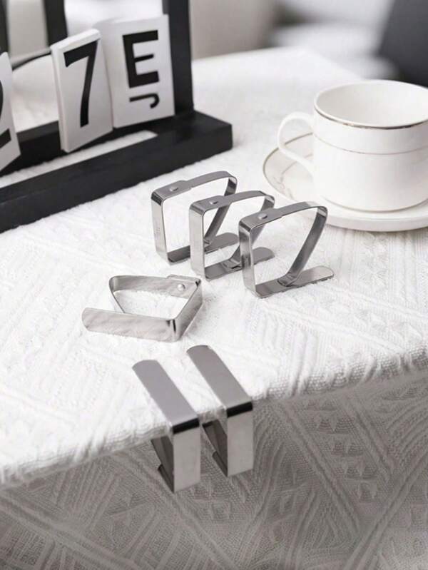 12 piezas de Sujetadores de mantel de acero inoxidable, Sujeta manteles antideslizantes para cocina, picnic, camping, bodas, fiestas de graduación, restaurantes, hoteles y uso doméstico, se ajusta a mesas de hasta 1,7 pulgadas de grosor