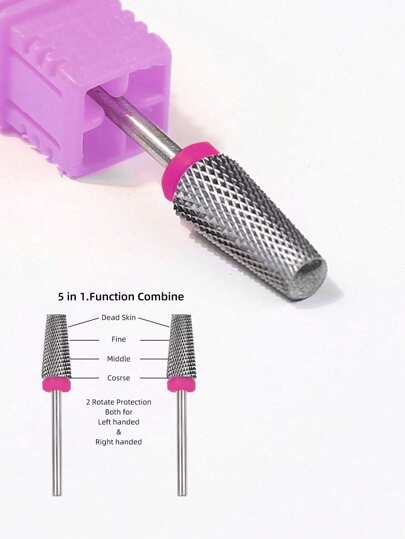 GGJOYO 紫色新款五合一钨钢抛光头，指甲油抛光头，双面卷齿，快速去除指甲和死皮，可配合电动抛光机用于双手，通用抛光头