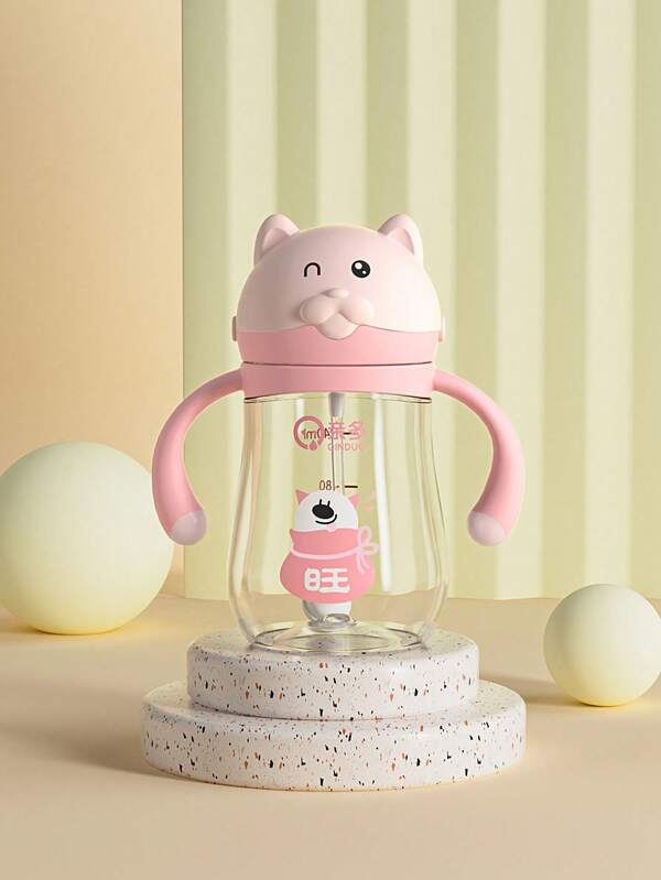1pc 240ml Cute Cartoon Design Children's Cup, Adorable Baby Training Cup, High-Quality Leak-Proof & Anti-Drop Material, With Comfortable Handle & Gravity Ball, Suitable For Babies 6 Months+, Home, Outdoor, Kindergarten Use, Holiday Gift