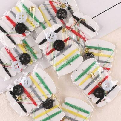 20/50/100 件小型简易旅行缝纫套装线头修补应急包，含针、线、纽扣、安全别针，可作为礼物赠送家居酒店用品必需品