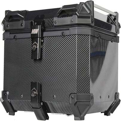 Motorcycle Top Case, 45L Aluminum Compact Motorcycle Top Box With Anti-Theft Lock System, Waterproof, Easy Installation With Universal Bracket, Back Cushion Included, Black