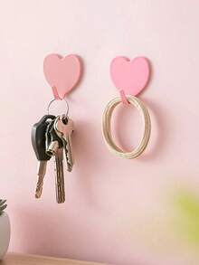 10 Piezas de Ganchos Adhesivos con Forma de Corazón, Ganchos de Pared de Plástico Resistentes y Impermeables para Toallas, Llaves, Sombreros, Decoración Rosada Adorable para el Baño, Dormitorio, Habitación de Niñas, Regalo Romántico y Decoración