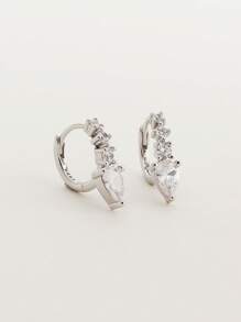 1 paire de boucles d'oreilles créoles de luxe en argent S925 avec zircone cubique en forme de larme, accessoires de bijouterie élégants et polyvalents pour femmes, cadeau