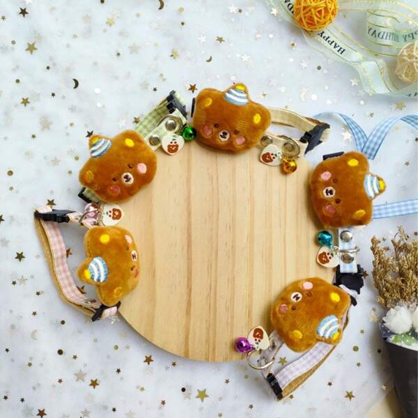 Cute Bear Dog Collars With A Little Flower Charm For Female Male Cats Puppies Small Medium Large Dogs