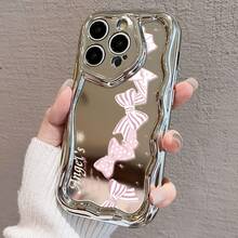 Funda de teléfono 1 pieza adecuada para 16 ProMax/16Plus/16Pro/16, 15/14/13/12/11 nuevo patrón de moda galvanizado en forma de onda - Plateado - Ver 3