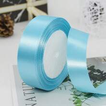 1 Roll Of 1cm X 25M Satin Ribbon, Gift Wrapping For Flowers, Cakes, Bows, Bookmarks, Holiday Party Decoration, Ribbons, Streamers - Blue - View 8