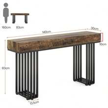 Tribesigns 55" Console Table For Living Room, Industrial Hallway Table With Stylish Metal Frame, Sofa Table For Hallway, Entryway, Foyer, Brown - Brown - View 2