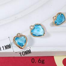 1 pieza/4 piezas/6 piezas Colgante con borde en forma de corazón y circonita, Colgante con dije colorido para pulsera DIY, collar, decoración de joyería
