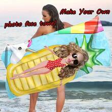 1pc Personalized Photo Beach Towel - Tropical Pineapple Pattern, Super Absorbent Microfiber Suitable For Beach, Pool, Camping - Customized Face Towel, Coastal Themed Design, Fun Colors, Personalized Beach Towel, Pool Accessory