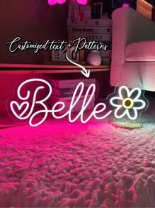 Letreros de neón personalizados, letrero de neón con nombre personalizable para decoración de pared, letreros de neón personalizadotalla grandeás grandes con luz LED para decoración de pared del dormitorio, letrero de neón con nombre para boda, fiesta de cumpleaños, tienda