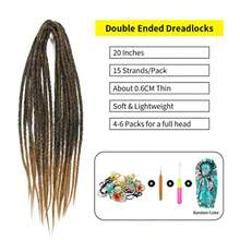 20 Double Ended Dreadlock Extensions 15 Strands 1B Honey Brown DE Synthetic Handmade Braiding Dread Extensions - DE-1BMaduCoklat - View 2