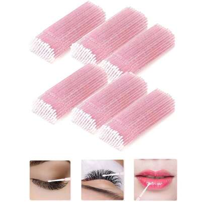 500/100pcs Disposable Micro Eyelash Extension Removal Cotton Swabs, Crystal Micro Brush Eyelash Extension Tools, Micro Applicator Brush For Eyelash Extension