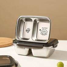1个带盖多格304不锈钢午餐盒，可爱图案，便携大容量，可存放水果沙拉等食物，带2/3个隔层，密封防漏，保温隔热，适合学生和成人居家、学校、宿舍、办公室、户外露营、野餐、旅行、返校等场合使用。