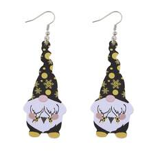 1 对可爱万圣节和冬季蝙蝠、南瓜、雪花、矮人吊坠耳环，适合女士，PU 皮革双面秋冬节日耳环礼物