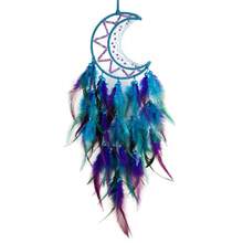 Moon  Dreamcatcher Web Hanging Dy Hand-Woven Wind Chime Feather Ornament Small Pendant - 月神部落-藍紫 - 查看 5