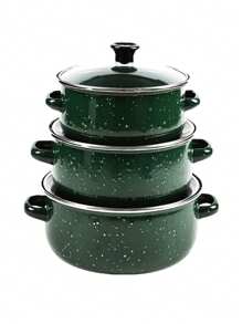 3 件套多功能搪瓷炊具套装，轻巧，带玻璃盖，汤锅，炖锅，不粘锅，易于清洁，适用于燃气、电和电磁炉 - 耐用的厨房必需品，适合家庭和餐厅使用，非常适合户外露营、家庭厨房和餐厅 - 琺瑯三件套 - 查看 11