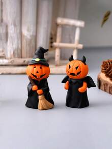 1pc New Halloween Pumpkin Man Holiday Party Home Desktop Decorations, Ghost Figurines, Resin Small Ornaments