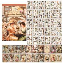 Character Scrapbook Sticker Book For Craft Lovers- 30 Pre-Cut Vintage Aesthetic People Washi Stickers & 20 Landscape Collage Material Papers For Journaling, Junk Journals, Collage Supplies,