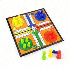 Mini Wooden Board Game Folding Board International Flying Chess 1-4 Players Family Dice Games Set Snakes And Ladders Checkers Puzzle Board Games Board - Mixing Colors - View 4