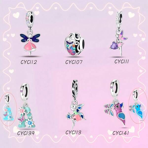 1 Pièce Série de pendentifs magiques en argent sterling 925 DIY, Atelier des fées fantaisie: Venez créer votre propre pendentif de conte de fées DIY ! Royaume elfe : Création de pendentif de conte de fées personnalisé, mignon et exquis