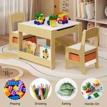 4-In-1 Kids Table And Chair Set With Removable Tabletop Storage, Toddler Craft Table ,With Other Tools Stored Under The Chair,For Daycare, Classroom, Home - Maple - View 5