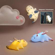 Luz noturna de dragão para quarto, luz noturna de silicone recarregável de 7 cores com base magnética e temporizador, luz noturna regulável para cabeceira, presente fofo para aniversário, festa, Natal