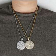 1Pc New Retro Design Round 69 Pendant Necklace, Personalized Street Charm Exquisite Accessory Accessories