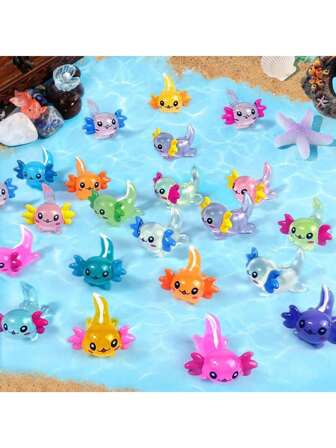10/20/30 stuks Mini Axolotl-figuren van hars, klein Axolotl-beeldje, miniatuur Axolotl-dieren van hars voor ornamenten, miniatuurtuinknutsels voor huisdecoratie, dierenmodel voor tieners (willekeurige kleur)