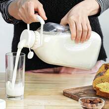 3 Pack 2 Qt Glass Water Bottles With Handle And Airtight Reusable SCREW LID - 64 Oz Juice Jugs, 1/2 Gallon Glass Milk Container For Fridge, Breast Milk Jug Pitcher With Scales, Extra Lids & Handles,6921492