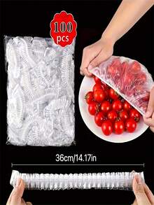 100 pièces de couvercles de conservation des aliments réutilisables et élastiques - membranes de scellement en plastique transparent et extensible pour bols et assiettes, excellent substitut pour le papier d'aluminium et l'emballage - Blanc - Voir 13