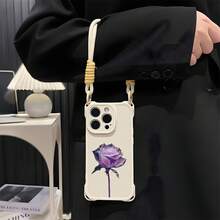 Funda para teléfono móvil 1PC, compatible con 16, con correa, nueva, con protección en las cuatro esquinas, compatible con 15pro, 2025, modelo femenino, 12/13pm, silicona suave, avanzada, funda protectora integral anticaídas para teléfono móvil 14plus Funda - Blanco - Ver 5