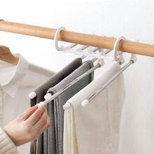 5 Tier Stainless Steel Pants Rack Adjustable Wardrobe Organizer With White Compartments Towel Hanger Stand Storage Rack For Bedroom Closet Home Organization Multipurpose Clothing Display Stand - Multicolor - View 7