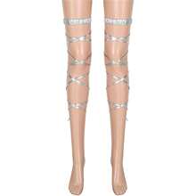 Festival Rave Outfit Patent Leather Garter Leg Wrap For Women Elastic Non-Slip Strap Music Concert Accessories - Bạc - Xem 1