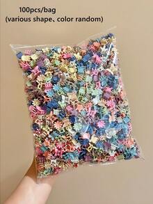 50/100 sztuk mieszanych mini spinek do włosów z motywem kreskówek – wielokolorowe, urocze mini spinki do włosów z motywem kreskówek dla dziewczynek, modne dodatki