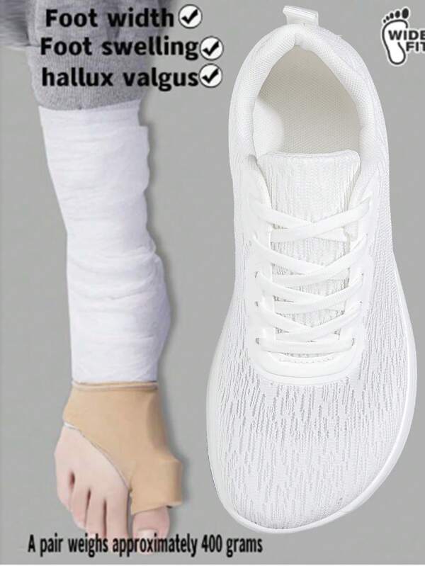 New Versatile Breathable White Flat Shoes, Women's Plus Size Wide Fit Shoes, Plus Size Wide Fit White Nurse Shoes, Women's Wide Fit Flat Shoes, Women's Wide Toe Sports Shoes, Women's Wide Toe Lightweight Comfortable Casual Shoes, Women's White Wide Toe Work Shoes, Wide Fit Travel Shoes Plus Size Women's Shoes, Women's Road Running Shoes, Women's Plus Size White Sports Shoes