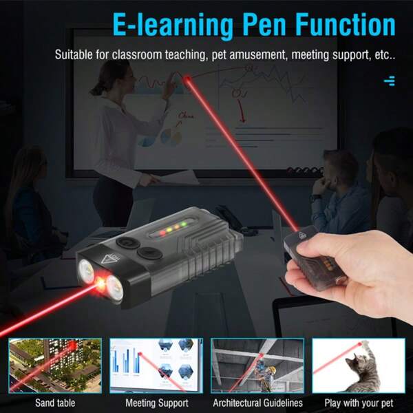 LED Laser Infrarot Taschenlampe mit Multifunktion, helles Licht und Sirene, Wolf-Alarm, roter Laser Katzen Spielzeug Stift, magnetischer Saugarbeitsleuchte, rotes und blaues Blinklicht, Beleuchtungsmodus: Hauptlicht: Extrem hell (Hauptlichtschalter lange drücken zum Ein-/Ausschalten)