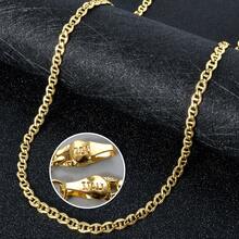 Collar de cadena cubana chapado en oro de 14k, accesorio de moda unisex para uso diario y de fiesta con estilo retro hip hop - Dorado - Ver 5