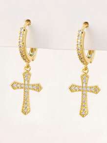 1 Pair Of Gold Micro Inlaid Zirconia Butterfly Ear Buckles