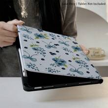 Funda de tableta con lazo, fondo azul claro y patrones de flor, lazada y mora azul, funda de tablet compatible con iPad 10.9/10.2/Air 5.a generación/Pro11/10th/93.7/Aire 2/iPad (7.o generación)/IPads Air 4/5/IPad Pro 11/ipad 10.e generación 2022 Smart Case/ iPad Air 13M3 2025/M3/AIR 11M 2025+ 11Ax 2025S/S9Spase(iPage 9/Fab/Plang 9S) Función de Air 10/X/spack S9A(SmiSmart 9ake 9/20)