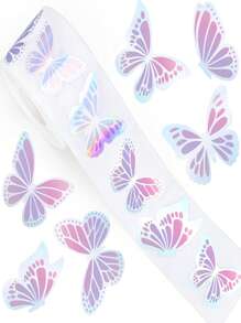 500张/卷全息蝴蝶贴纸、奖励贴纸、文具贴纸、礼品装饰标签、适用于学校用品、返校 - 彩色 - 查看 1