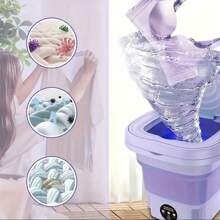 A Small, Portable, Foldable Washing Machine Is Suitable For Travel In A Car Or For Storing In A Dormitory. It Does Not Take Up Space And Can Be Placed In A Small Space. A Small Washing Machine For Washing Underwear And Socks Alone, A Small Household Appliance That Is Easy To Carry