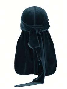 1件男士纯色天鹅绒头巾，带保暖内衬 - 可调节松紧带，佩戴稳固，柔软透气，冬季保暖头饰，海盗风格设计，适合运动、户外活动和休闲穿着。海盗帽，海盗服装