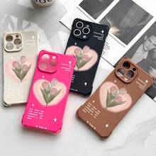 Caja del teléfono 1PC Love Tulip Pattern Design Four Corners Hangable Phone Case Adecuado 15 Plus 14 Pro 12 16 13 TPU Todo incluido Frosted Soft - Colores mixtos 1 - Ver 6