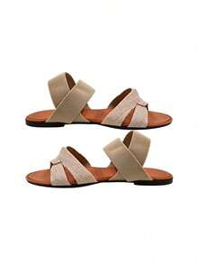 Women Flat Sandals - 米色 - 查看 3