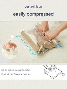 Compression Bags For Travel - Compression Space Saver, No Air Valve - Blue Travel Essentials For Travel Backpacks, Luggage Lightweight Storage Bags, Compression Bags, Travel Clothing Compression Bags, Vacuum Compression Bags Storage Bags For Quilts, Clothes, Luggage, Travel Storage, Business Travel Back To School Essential Luggage Storage - Blue - View 7